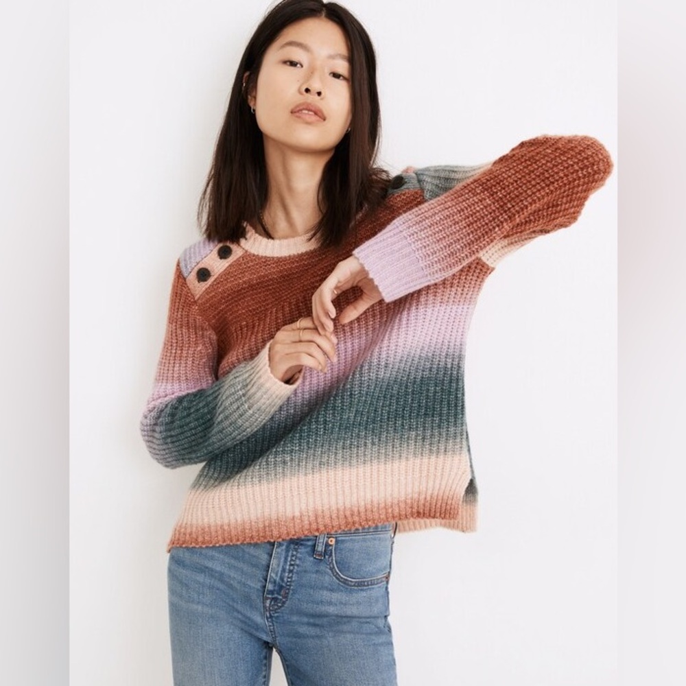 Madewell Space-Dyed Button-Shoulder Pullover Sweater